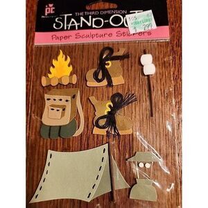 PROVO CRAFT STAND-OUTS PAPER SCULPTURE STICKERS CAMP TIME CAMPING TENT FIRE‎ 3D